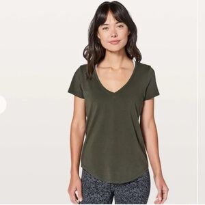 Lululemon Athletica Dark Green V-Neck Love Tee